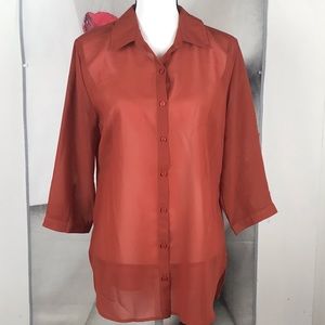 Sheer Three Quarter Sleeve Blouse